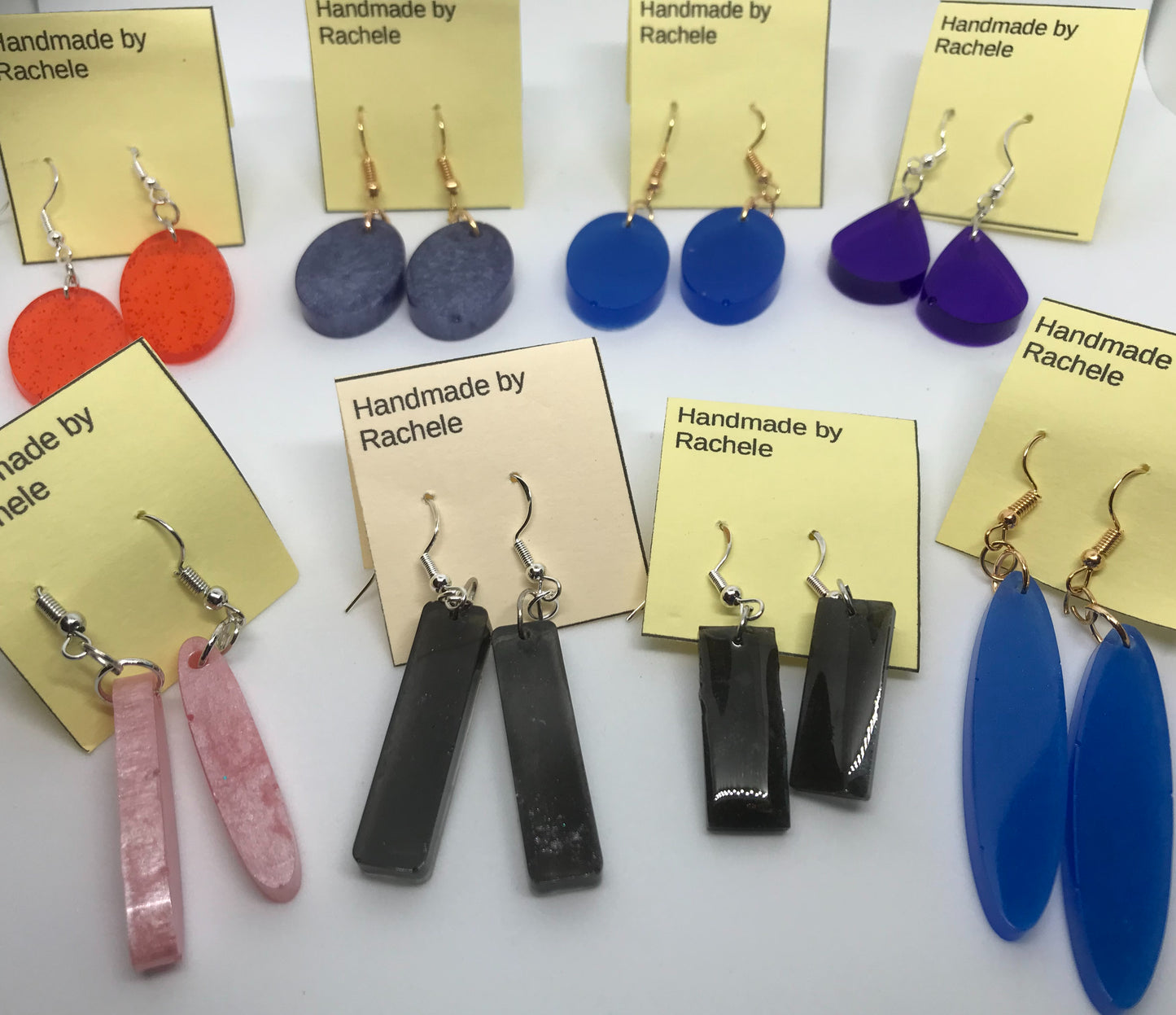 Resin Drop Earrings, dangle earrings, bar earrings, circle earrings, black earrings, oval earrings