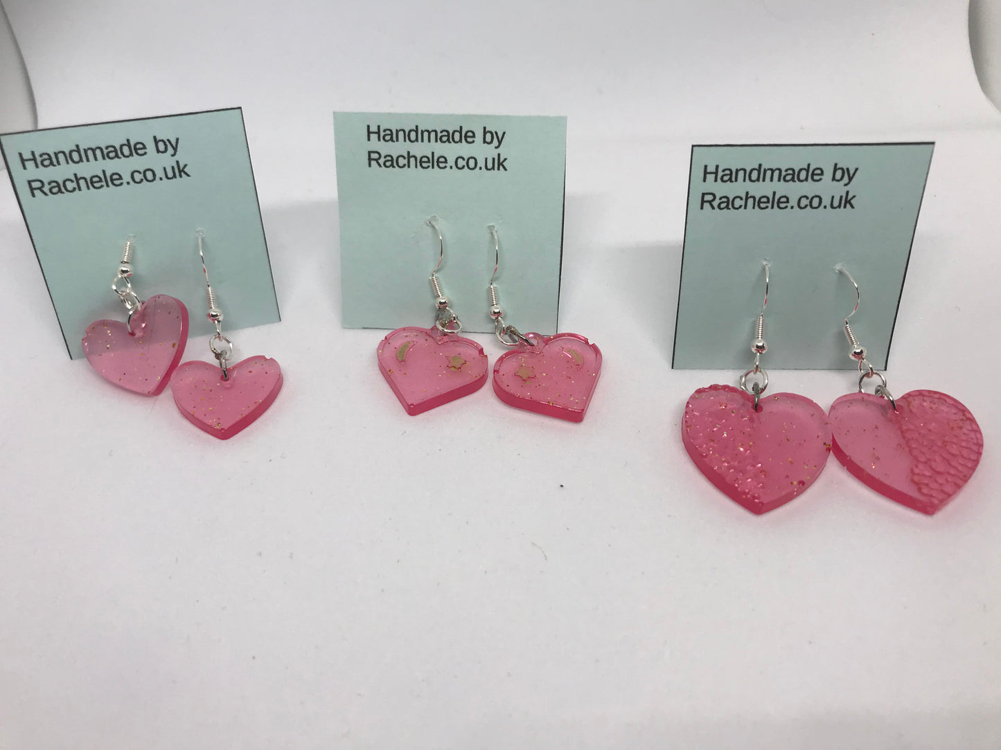 Heart Earrings, Red and Gold Earrings, sparkly earrings