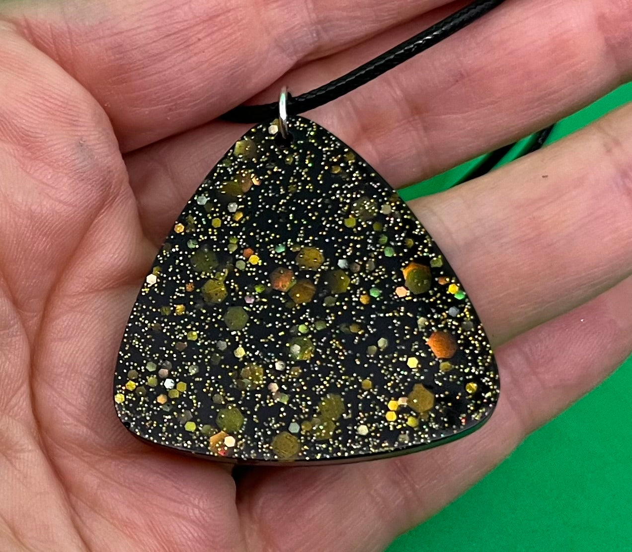 Black and Gold necklace, starry night collection, sparkling necklace, black and gold triangle necklace, gifts for her