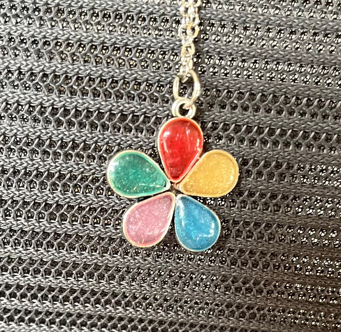 Flower necklace, Rainbow flower necklace, gifts for her, gifts for wife, multicoloured necklace, bridesmaid gift,