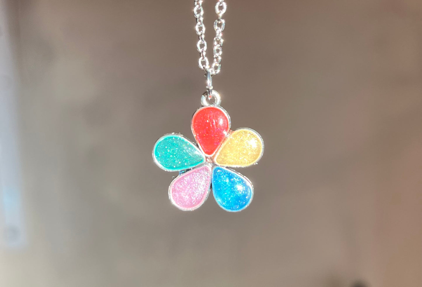 Flower necklace, Rainbow flower necklace, gifts for her, gifts for wife, multicoloured necklace, bridesmaid gift,