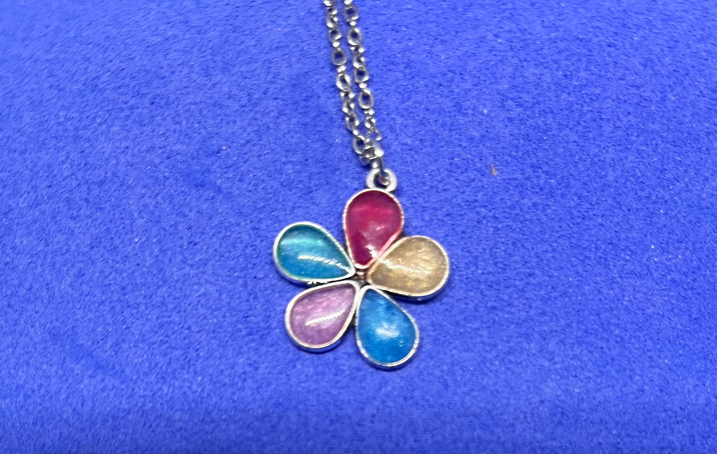Flower necklace, Rainbow flower necklace, gifts for her, gifts for wife, multicoloured necklace, bridesmaid gift,