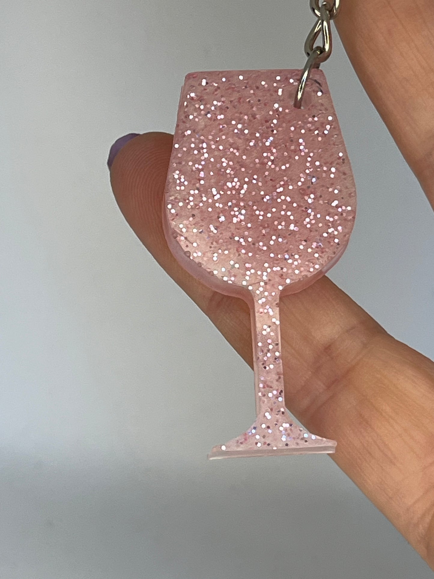 sparkly pink wineglass key ring, gifts for hen parties, gifts for bridesmaids,