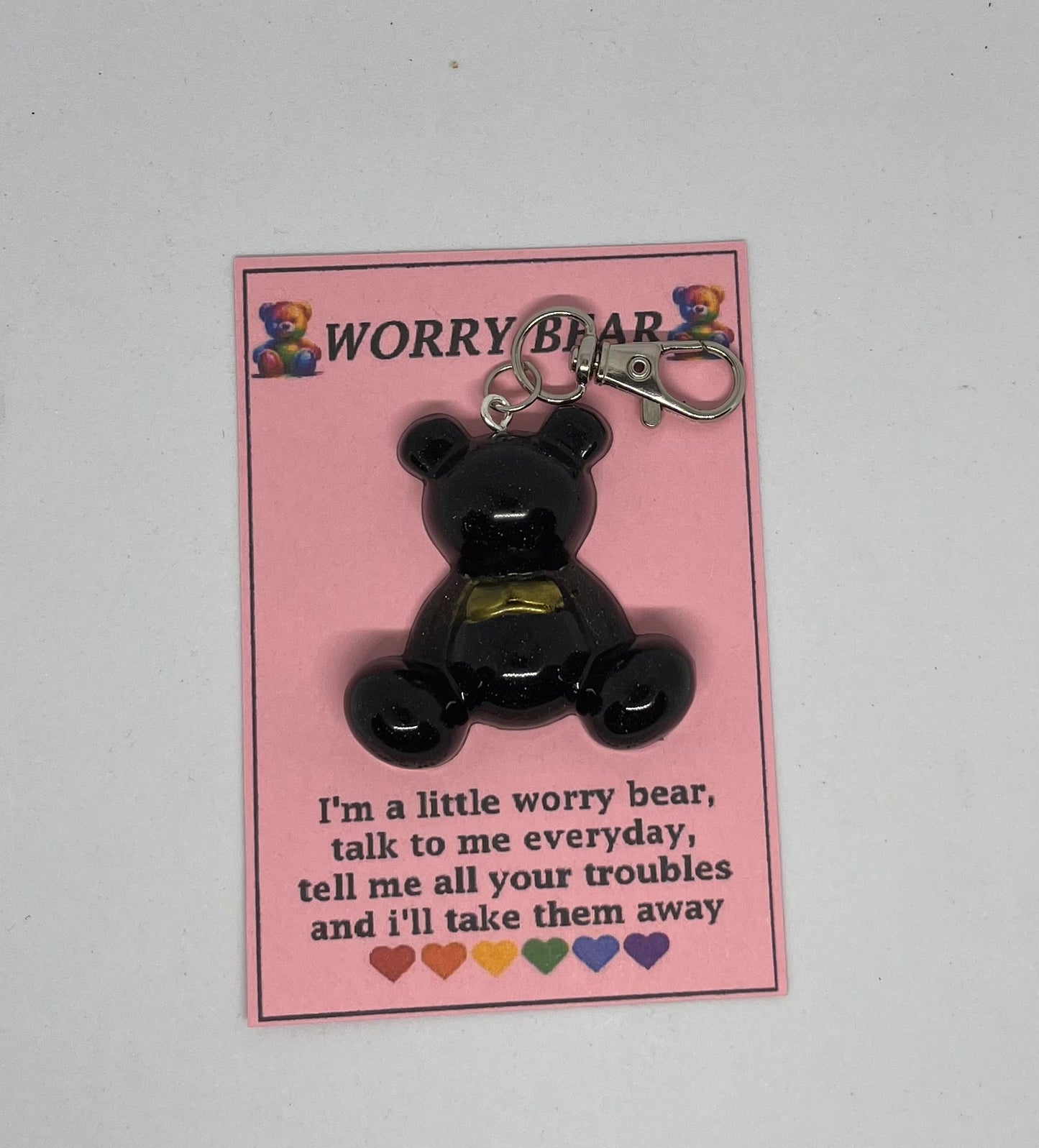 Worry bear for anxiety, black worry bear, pocket bear, worry bear for stress relief, anxiety aid, anxiety bear,