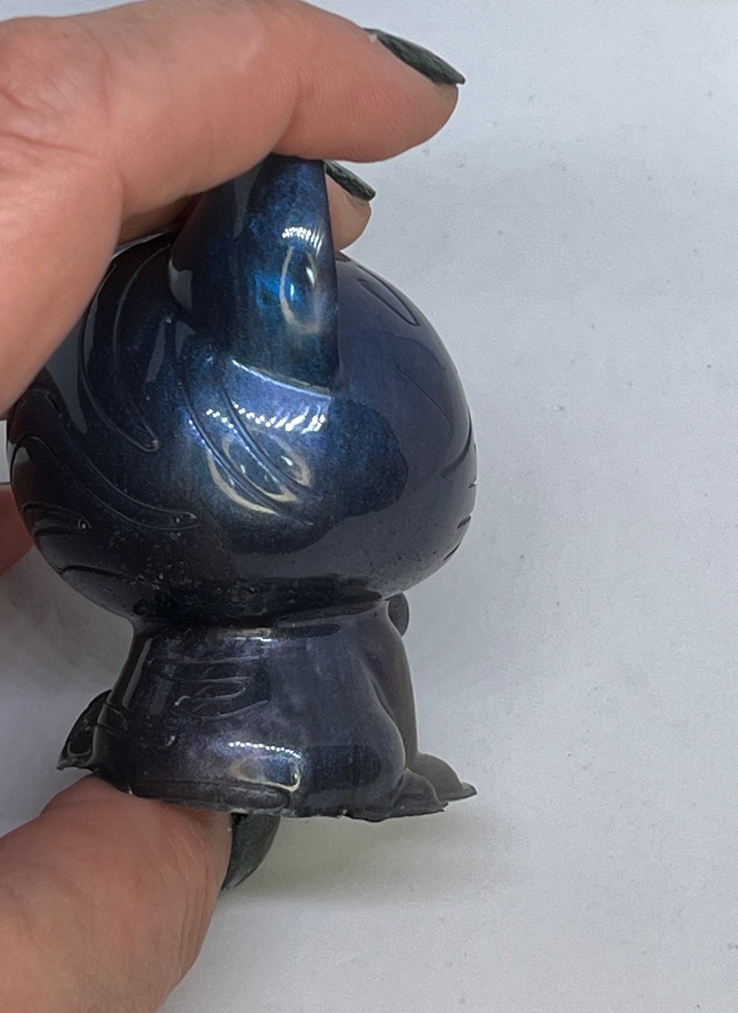 Blue resin lucky cat figurine