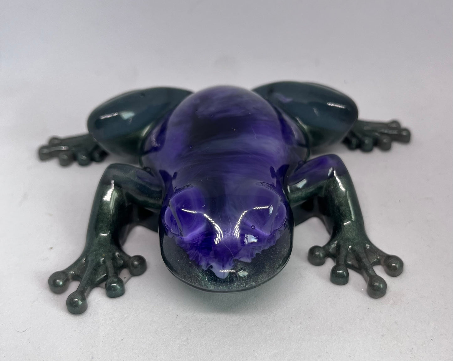 Handmade Resin Frog, Blue Swirl