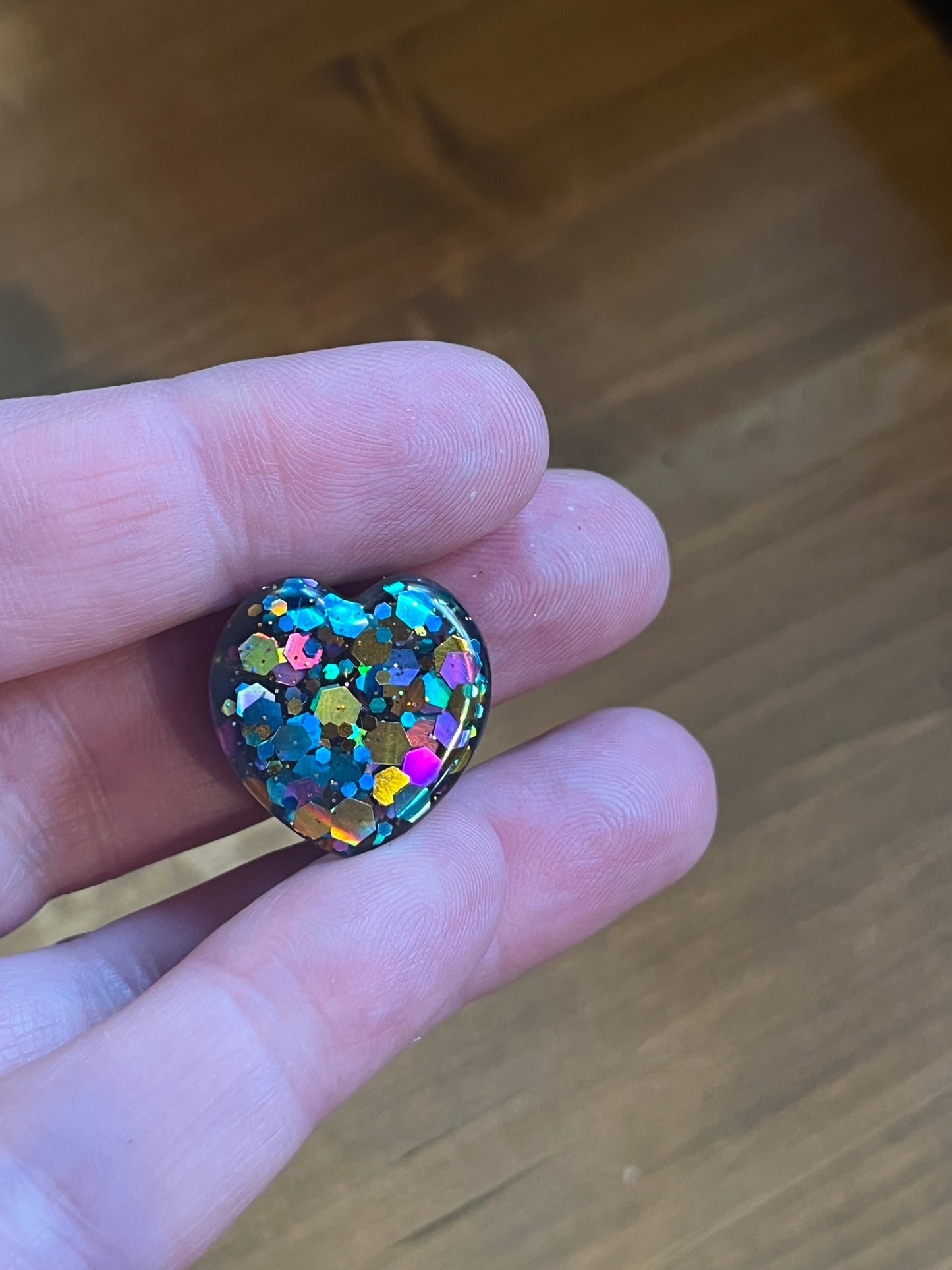 Multicolour Glitter Heart Resin Earrings — Made to Order, One of a Kind