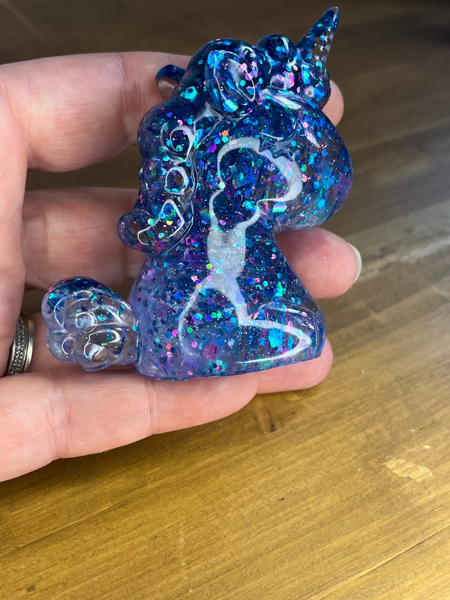 Glitter Unicorn Figurine, Resin home Decor, Sparkly Fantasy Collectible, Handmade Fairy Tale Gift