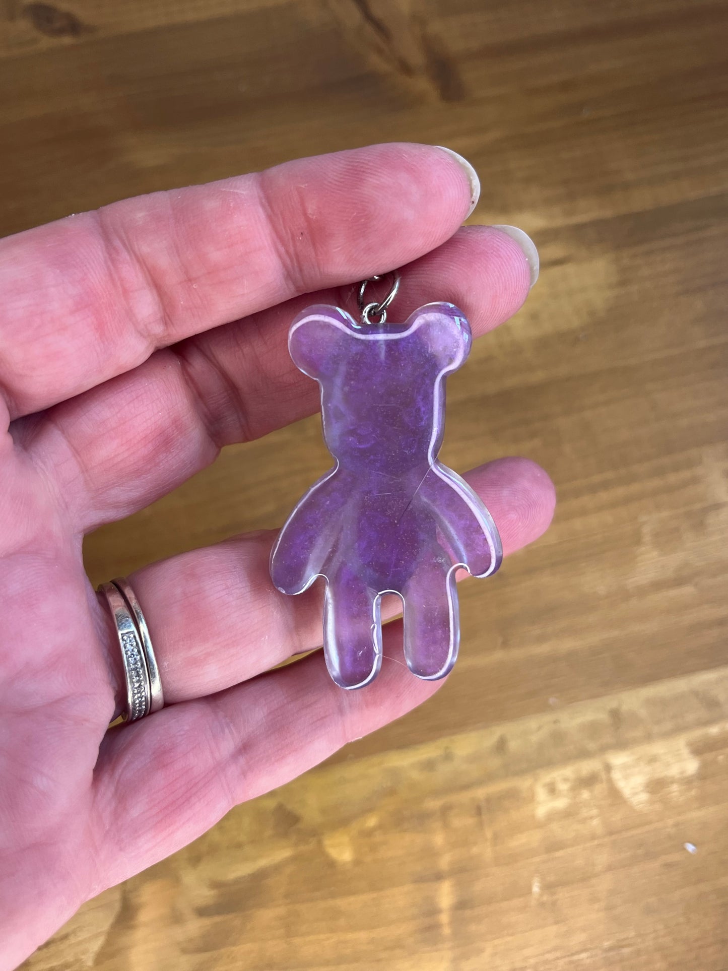 Handmade Resin Teddy Bear Keyring, Beaded Keychain, Kids & animal Lover, Colorful Pocket Pet Charm
