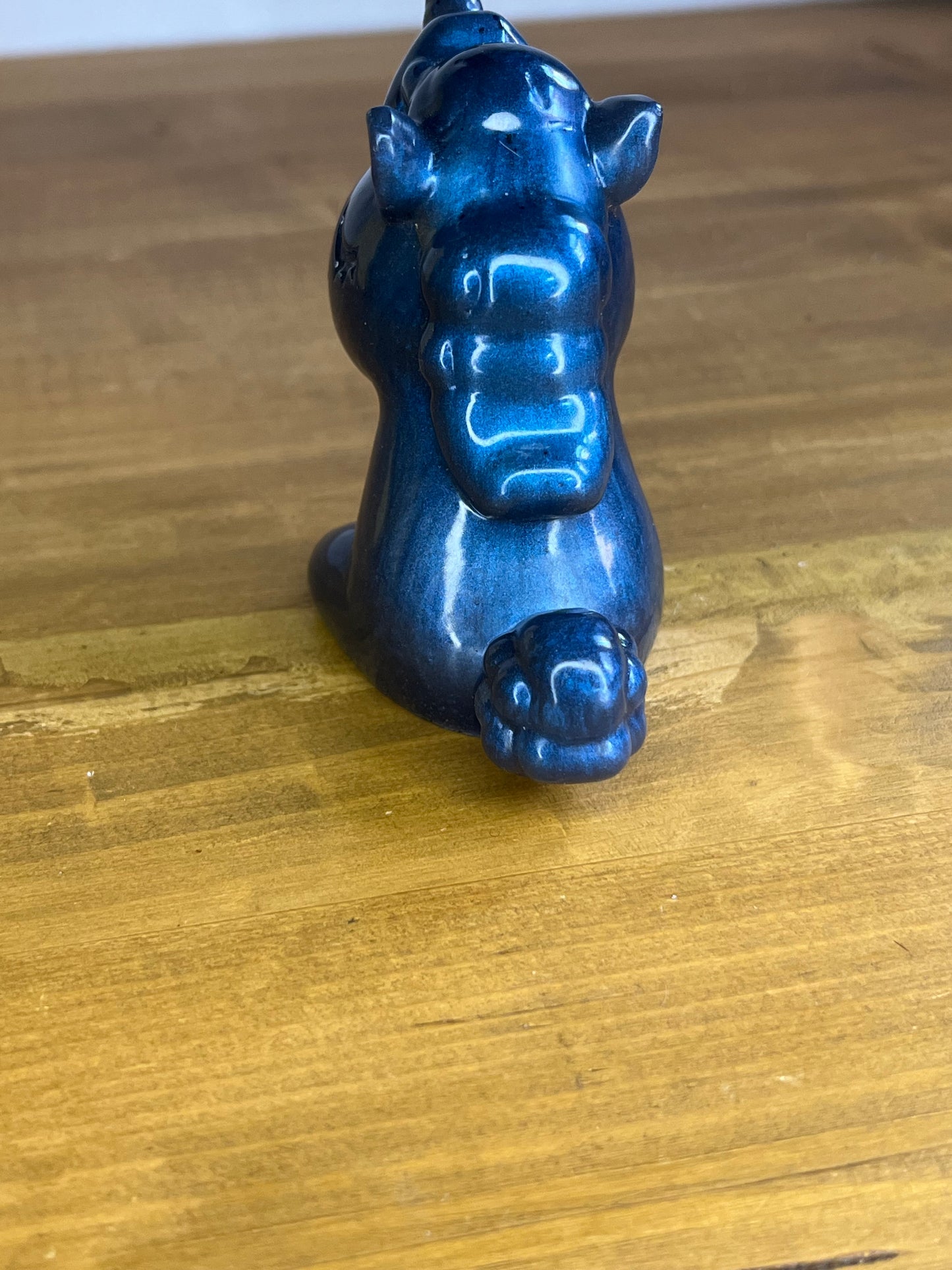 Blue resin unicorn figure, handmade fantasy animal, collectible pocket pet, anxiety aid, mindful gift,