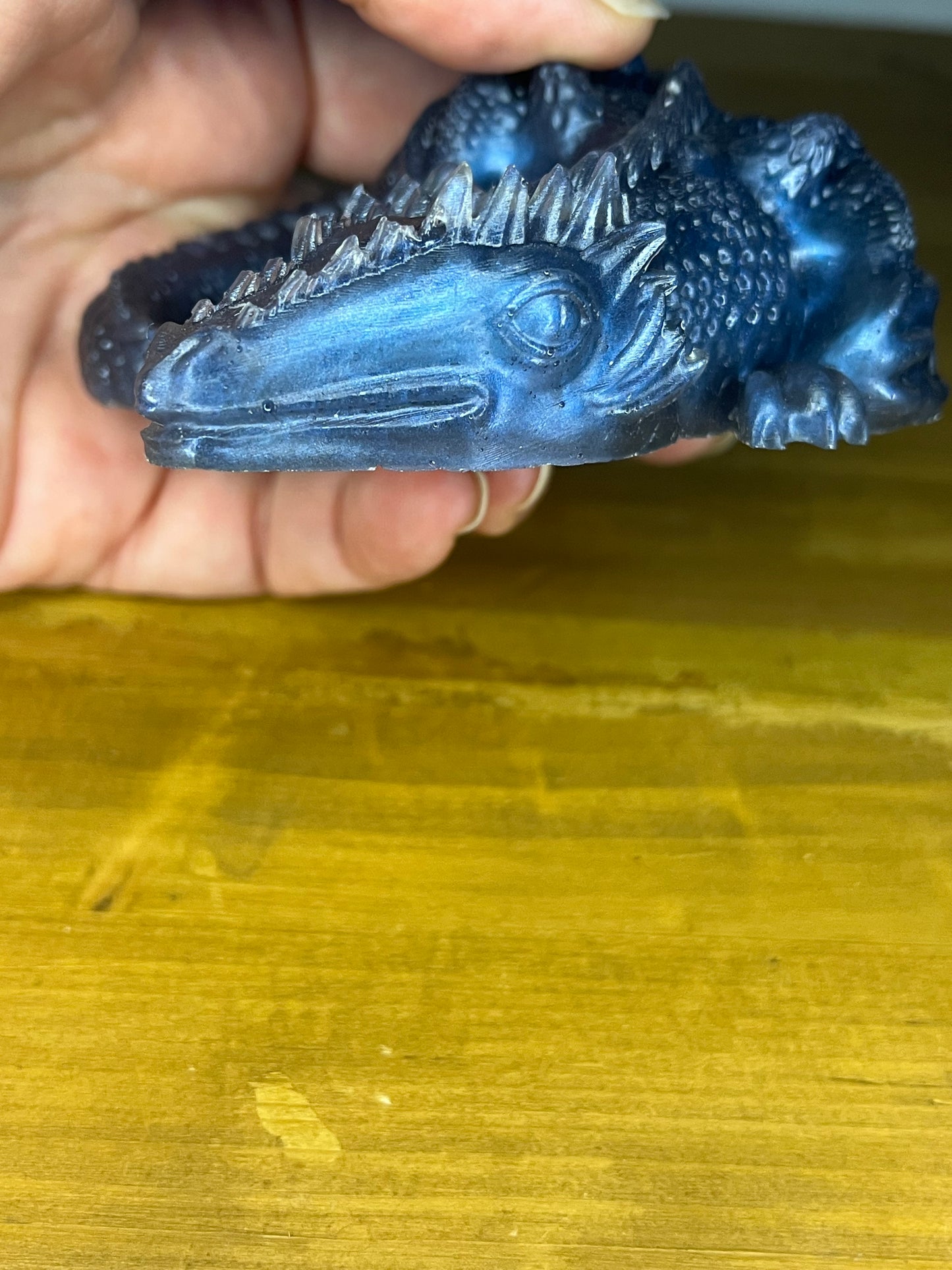 Sleeping Blue Resin Dragon figure, Mythical Creature Desk Buddy, Collectible Figurine