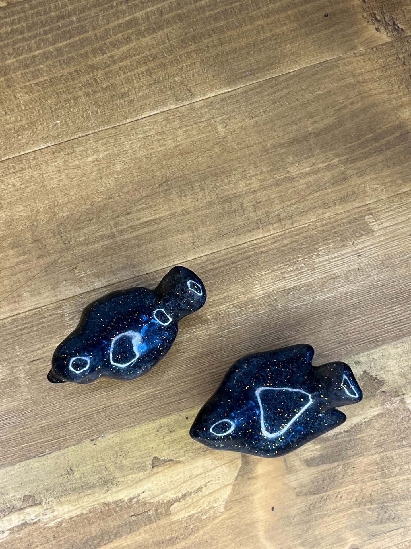 Resin Bird Figurines Black Glitter, Pocket Pets Stress Relief Accessories, Hugs for Anxiety ADHD