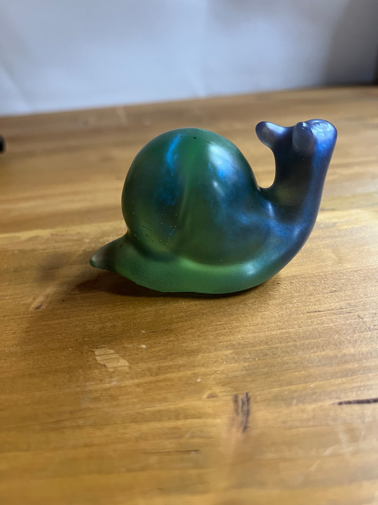 Glow In The Dark Blue Green Resin Snail Figurine, Home Decor
