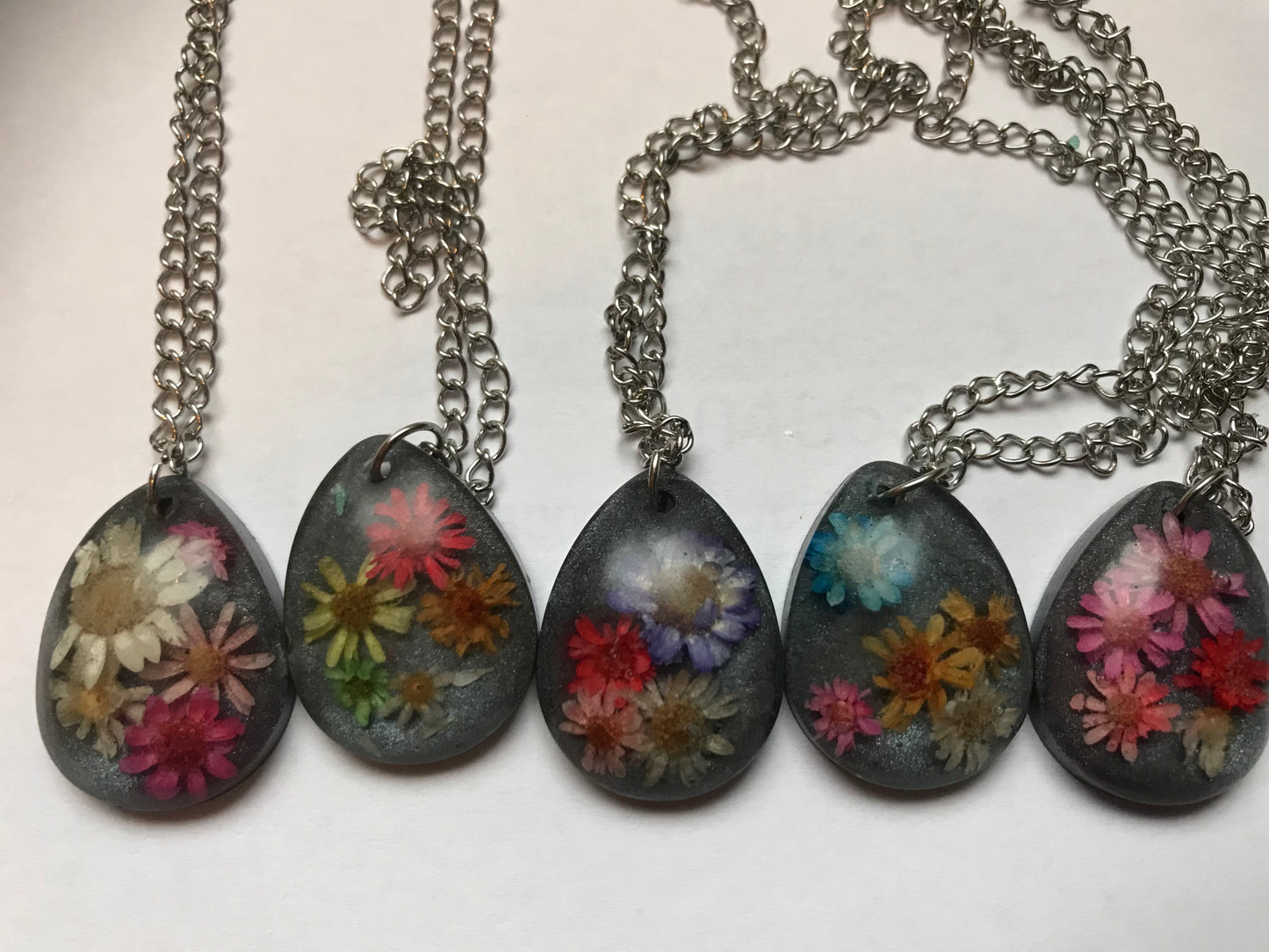 Small Flowers in Resin Pendant