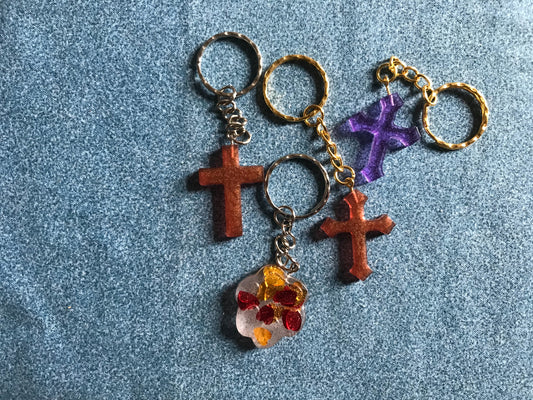 More Novelty Keyrings, cross keychains, paw print keychain, gothic cross keychain