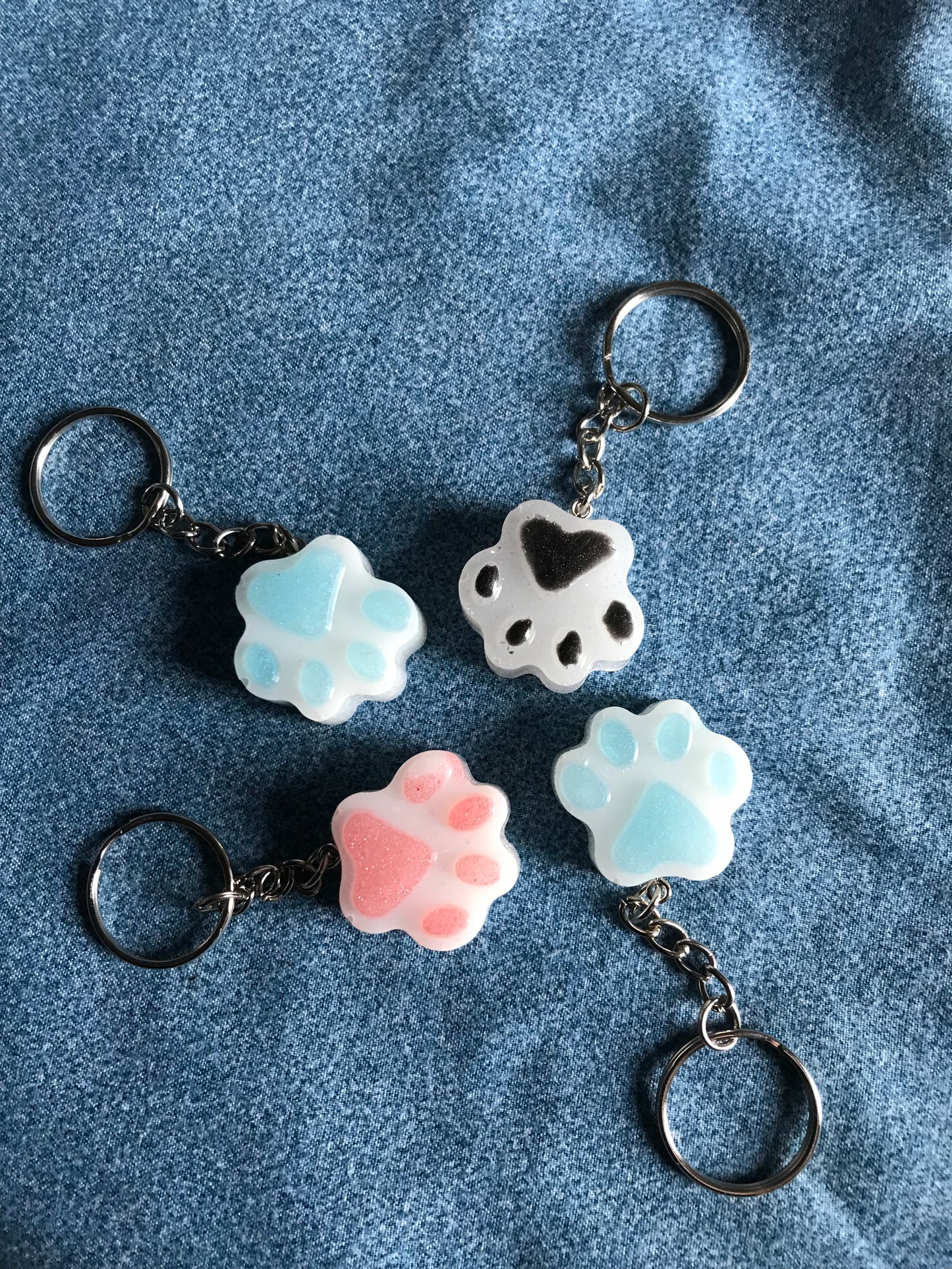 Lucky Paw Print Key rings, gifts for dog mums, blue paw print, pink paw print, black paw print, gift for dog lover