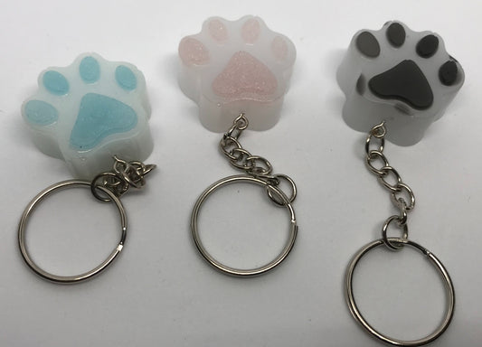 Lucky Paw Print Key rings, gifts for dog mums, blue paw print, pink paw print, black paw print, gift for dog lover