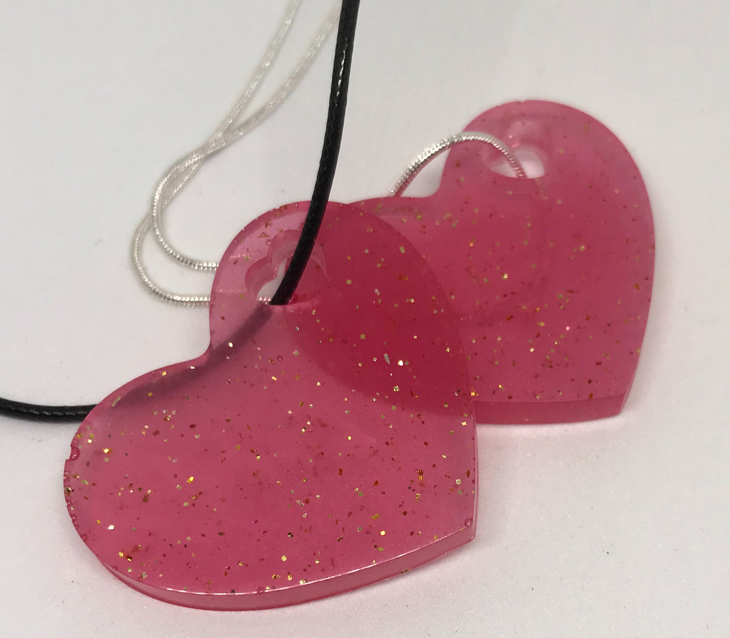 Heart and Rose necklaces, gifts for her, sparkly heart