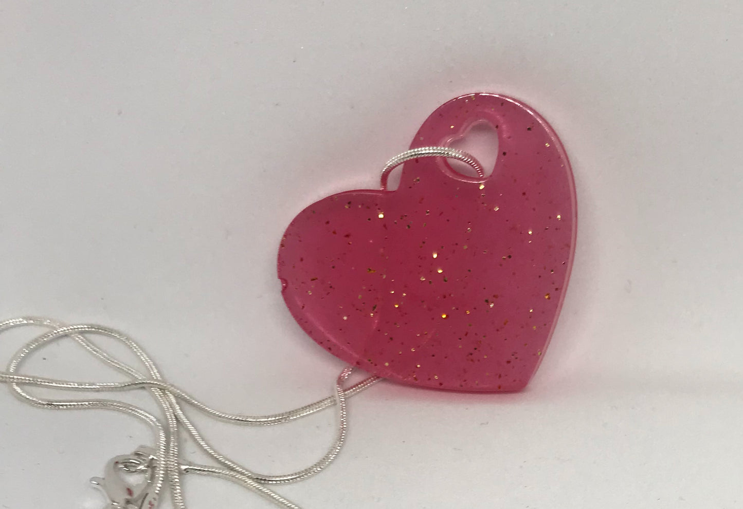 Heart and Rose necklaces, gifts for her, sparkly heart