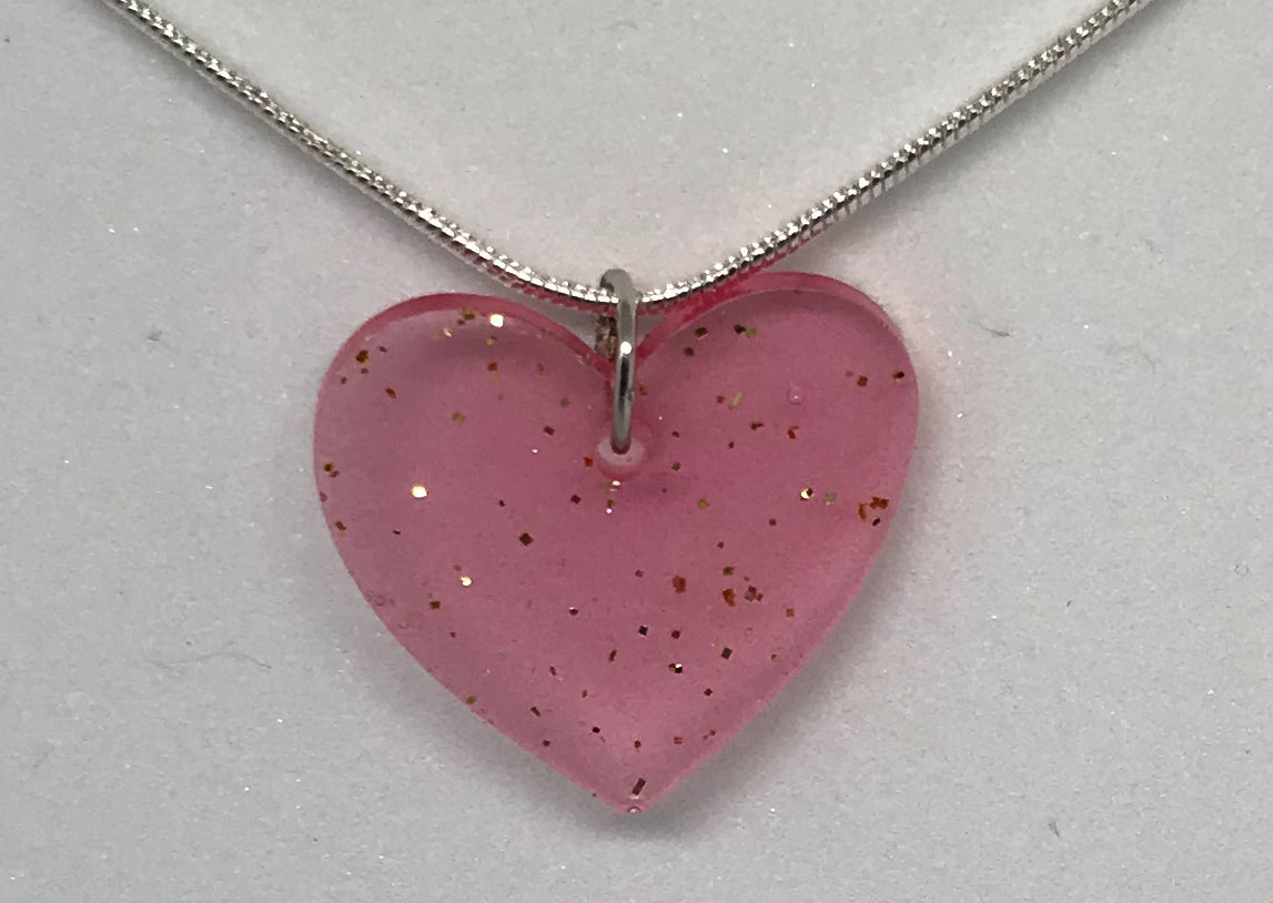 Heart and Rose necklaces, gifts for her, sparkly heart