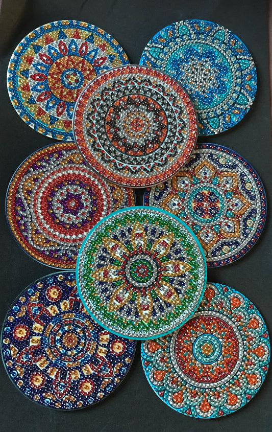 Diamond Art Mandala Coasters, 7 different designs
