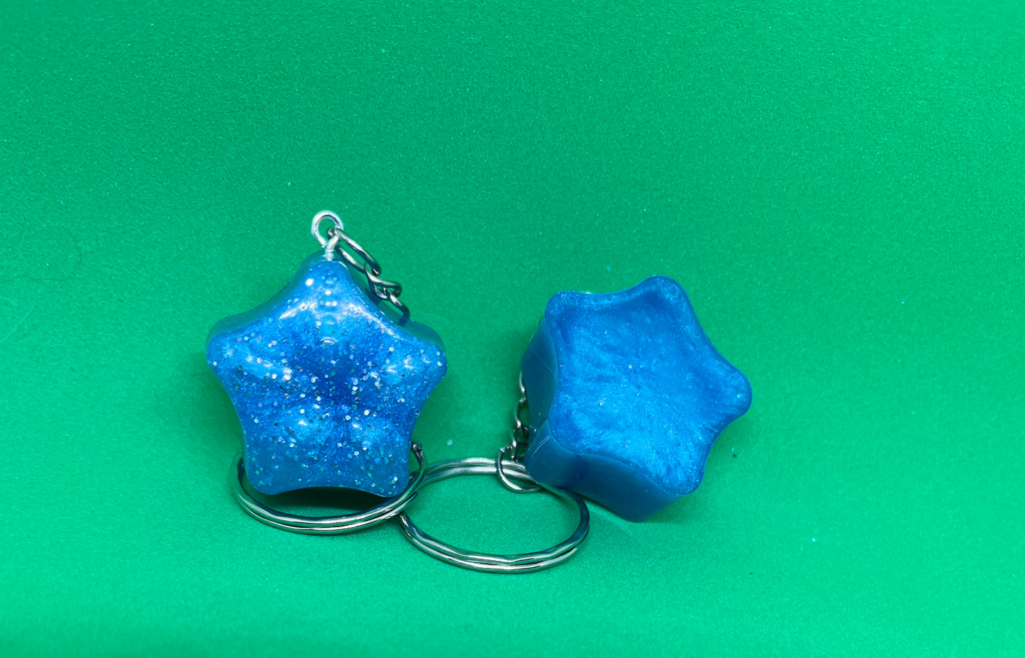 Blue Flower and Star keyrings, In aid of Parkinsons UK, raising money for charity, World Parkinson's day,