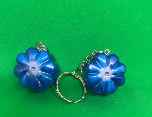 Blue Flower and Star keyrings, In aid of Parkinsons UK, raising money for charity, World Parkinson's day,