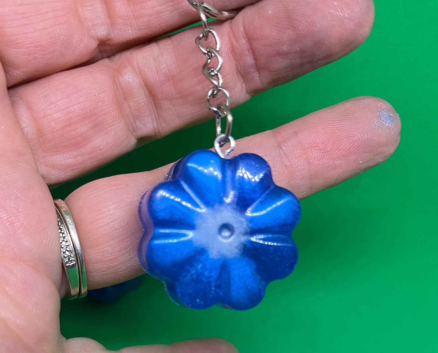 Blue Flower and Star keyrings, In aid of Parkinsons UK, raising money for charity, World Parkinson's day,