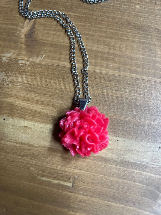 Red Rose necklace, Rose necklace, Red necklace, Red coloured resin rose necklace, Bridesmaid gift, wedding jewellery