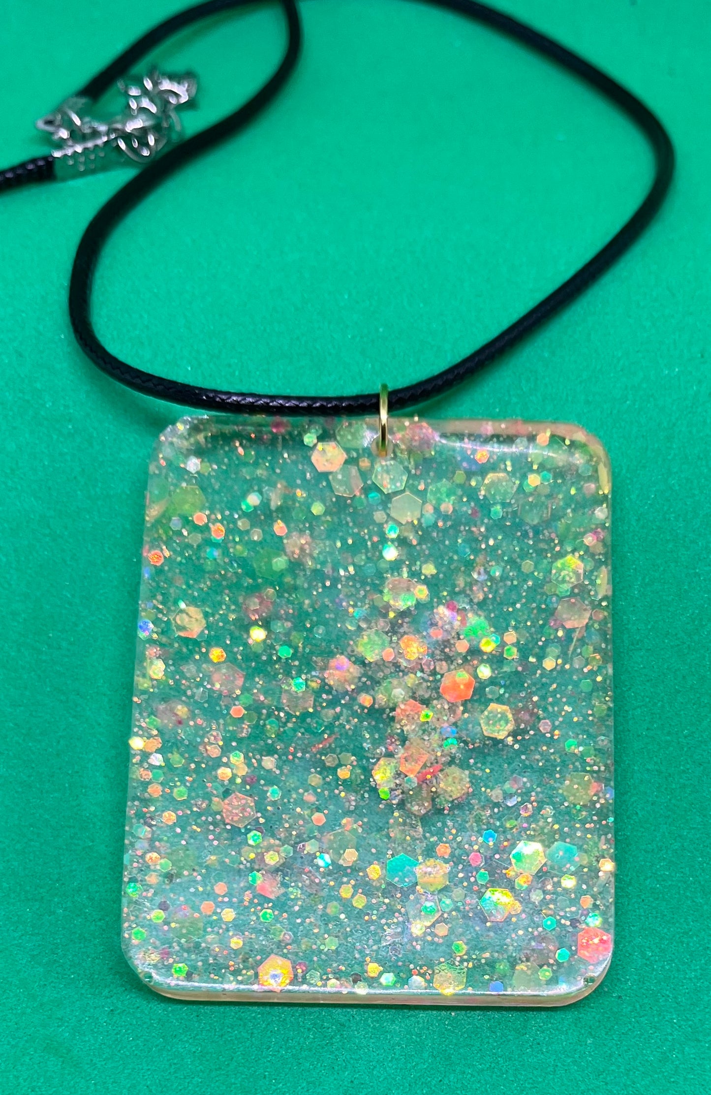 Neon Shimmer necklace, neon collection, sparkling necklace, rainbow sparkle square necklace, gifts for her
