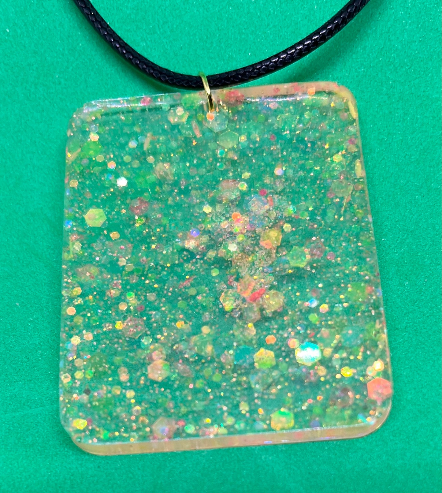 Neon Shimmer necklace, neon collection, sparkling necklace, rainbow sparkle square necklace, gifts for her