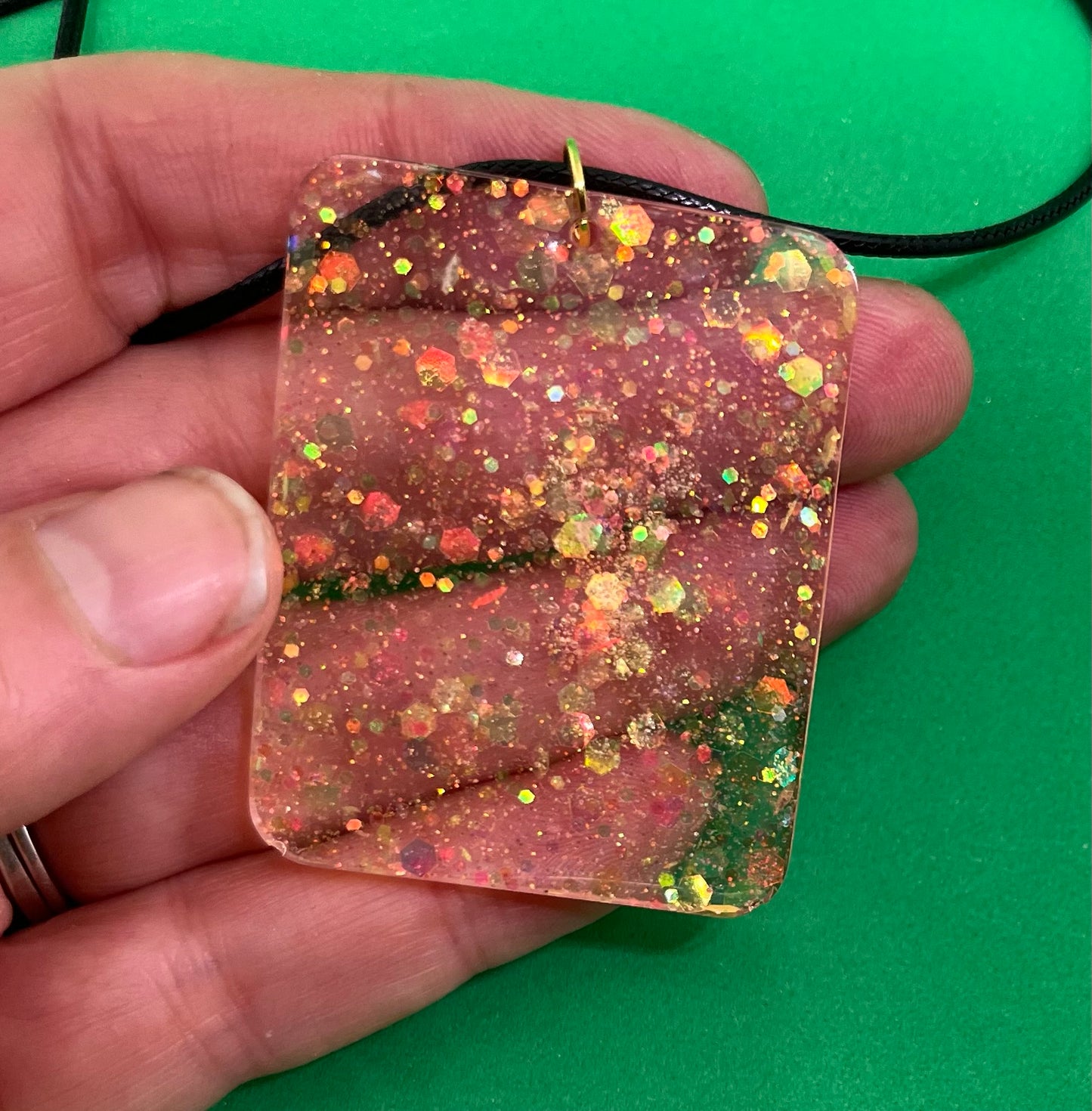 Neon Shimmer necklace, neon collection, sparkling necklace, rainbow sparkle square necklace, gifts for her