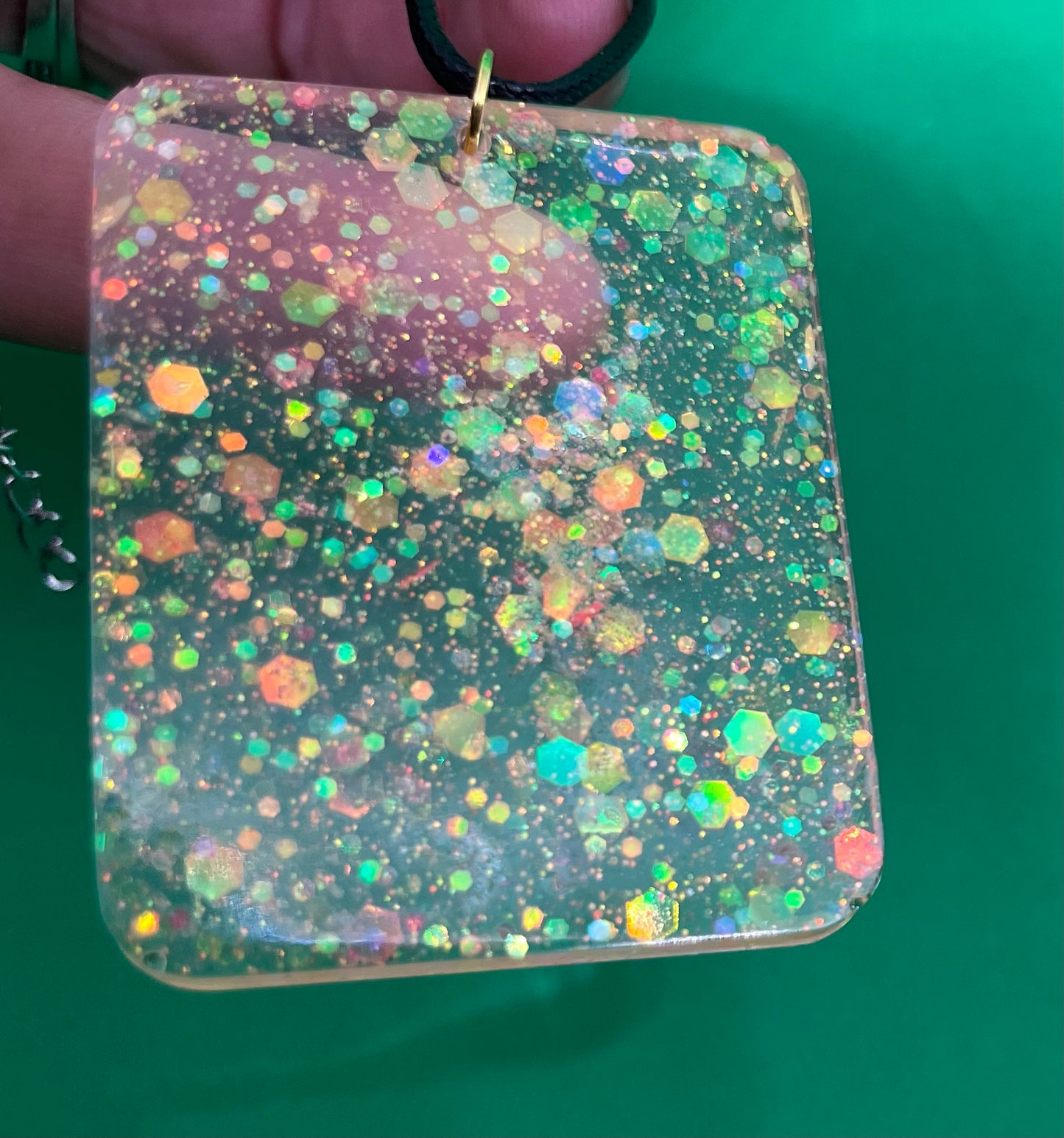 Neon Shimmer necklace, neon collection, sparkling necklace, rainbow sparkle square necklace, gifts for her