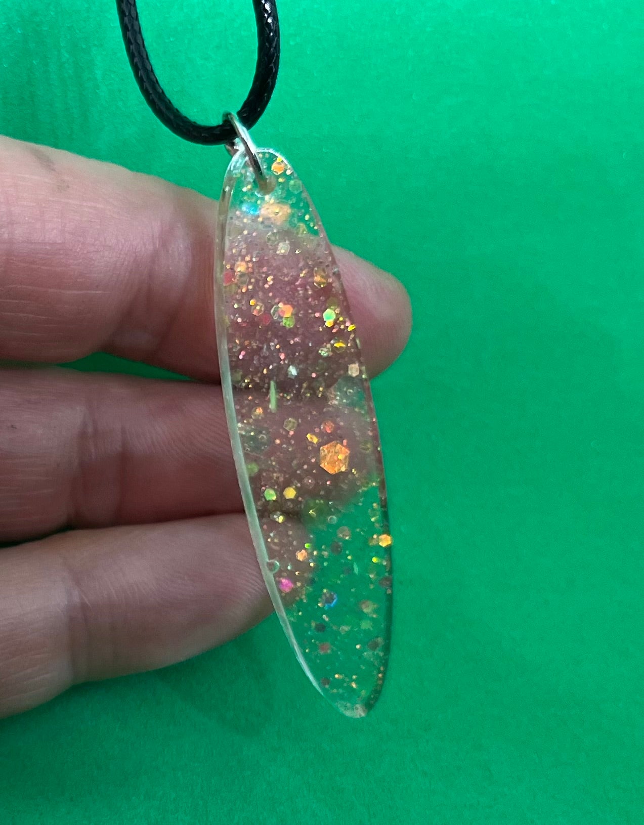 Neon Shimmer necklace, neon collection, sparkling necklace, rainbow sparkle oval necklace, gifts for her