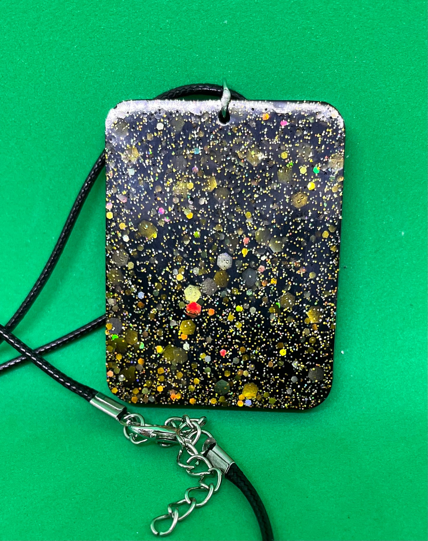 Black and Gold necklace, starry night collection, sparkling necklace, black and gold square necklace, gifts for her