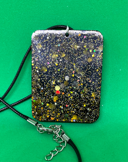 Black and Gold necklace, starry night collection, sparkling necklace, black and gold square necklace, gifts for her