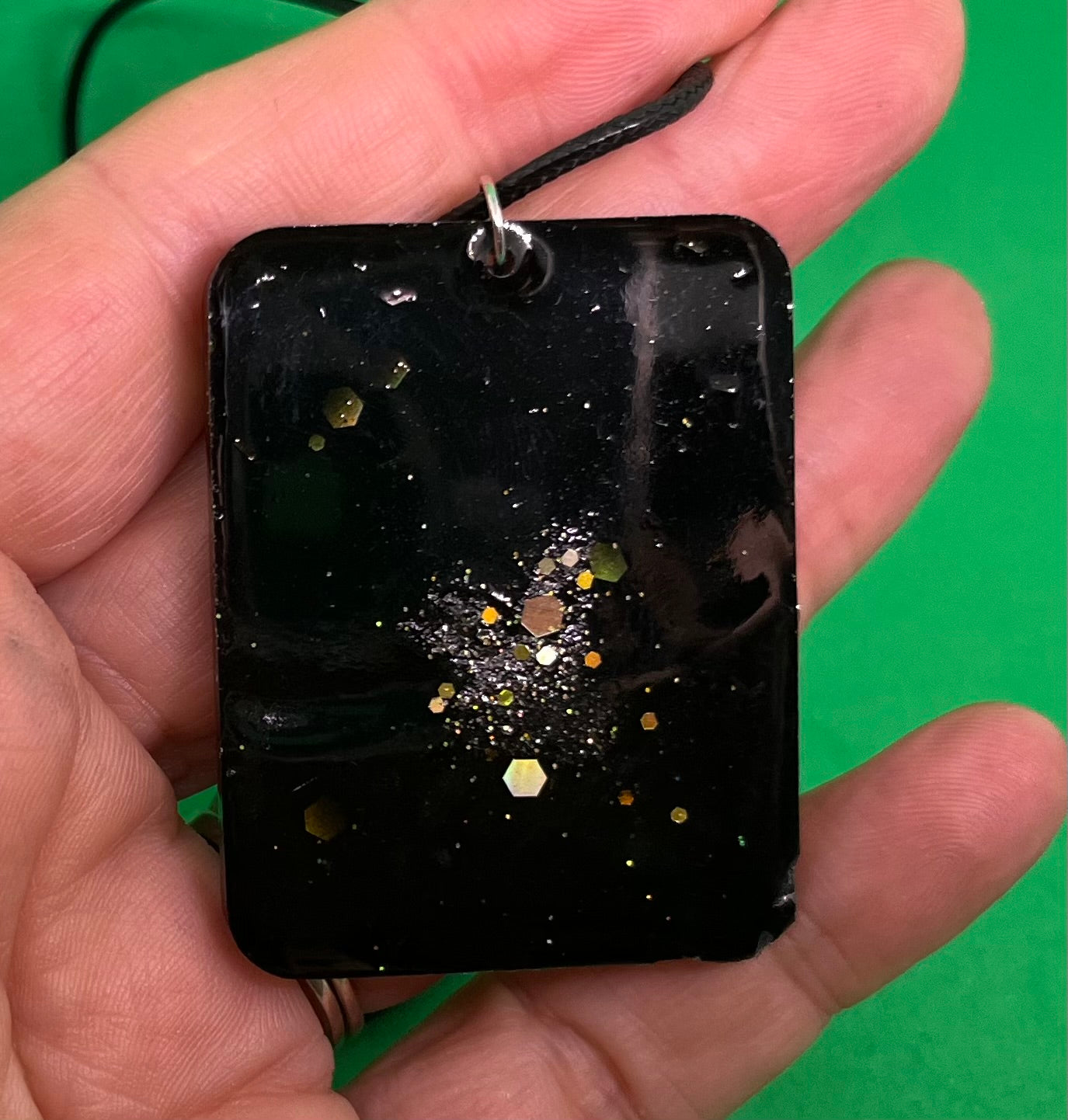 Black and Gold necklace, starry night collection, sparkling necklace, black and gold square necklace, gifts for her