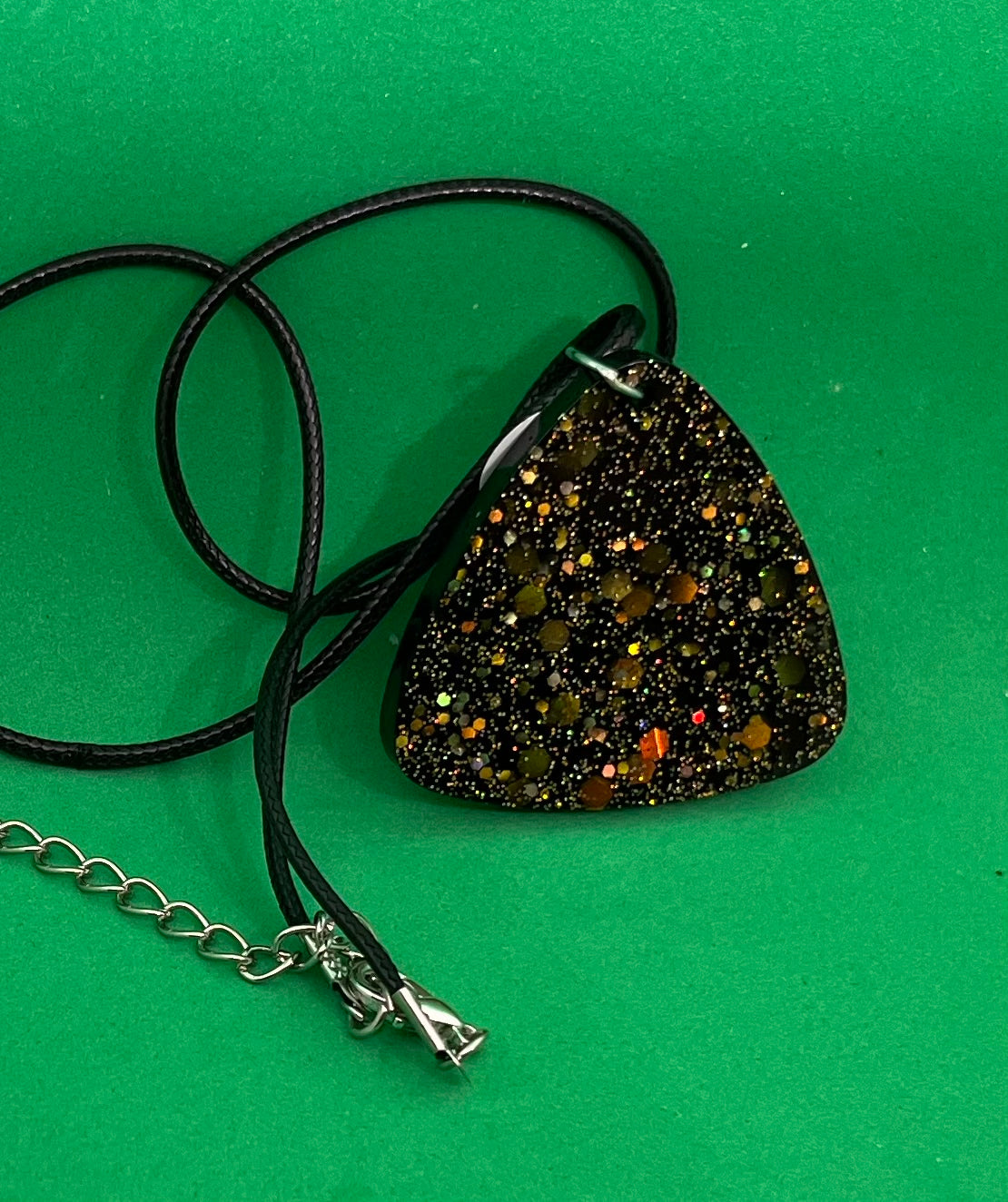 Black and Gold necklace, starry night collection, sparkling necklace, black and gold triangle necklace, gifts for her