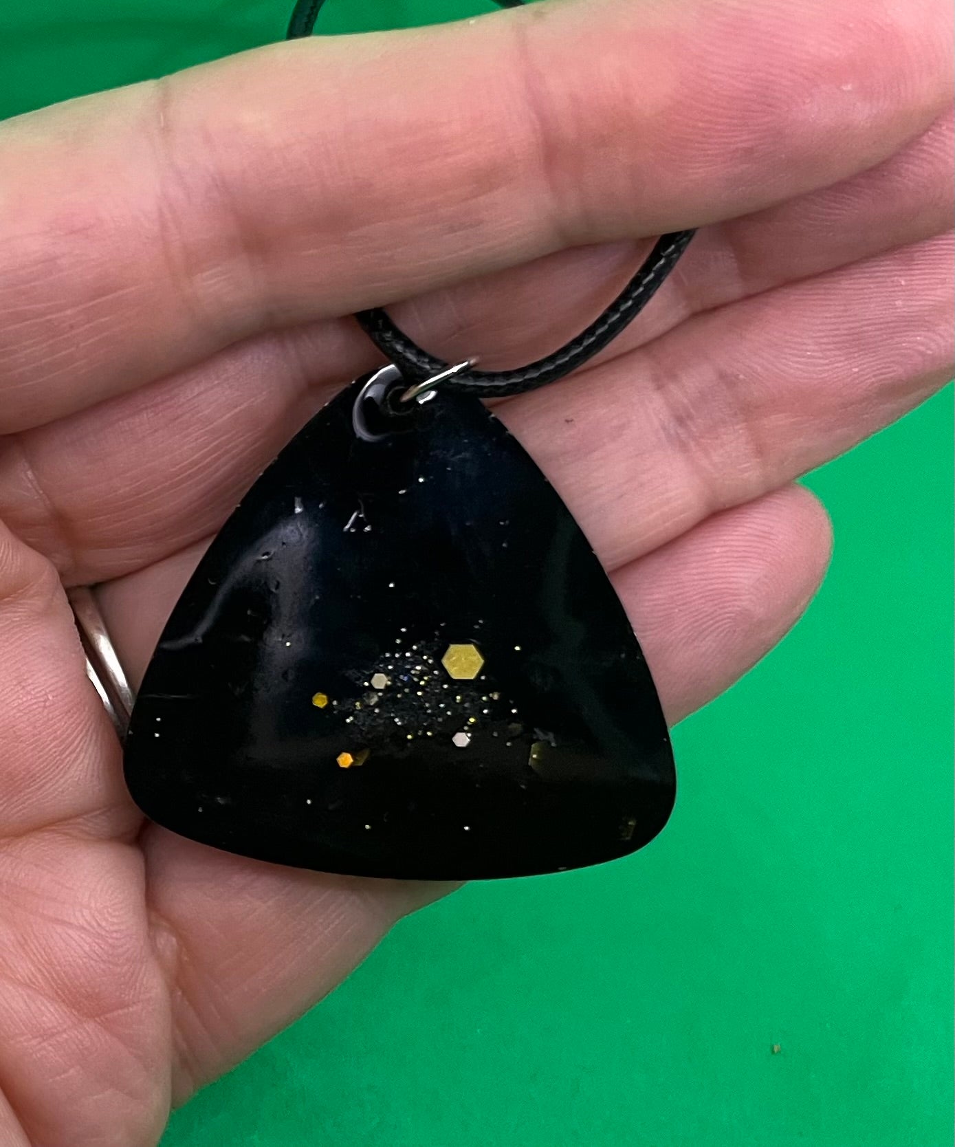 Black and Gold necklace, starry night collection, sparkling necklace, black and gold triangle necklace, gifts for her