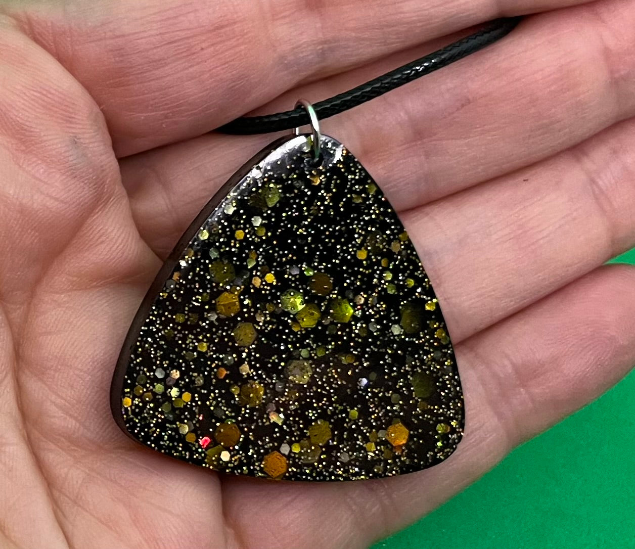 Black and Gold necklace, starry night collection, sparkling necklace, black and gold triangle necklace, gifts for her