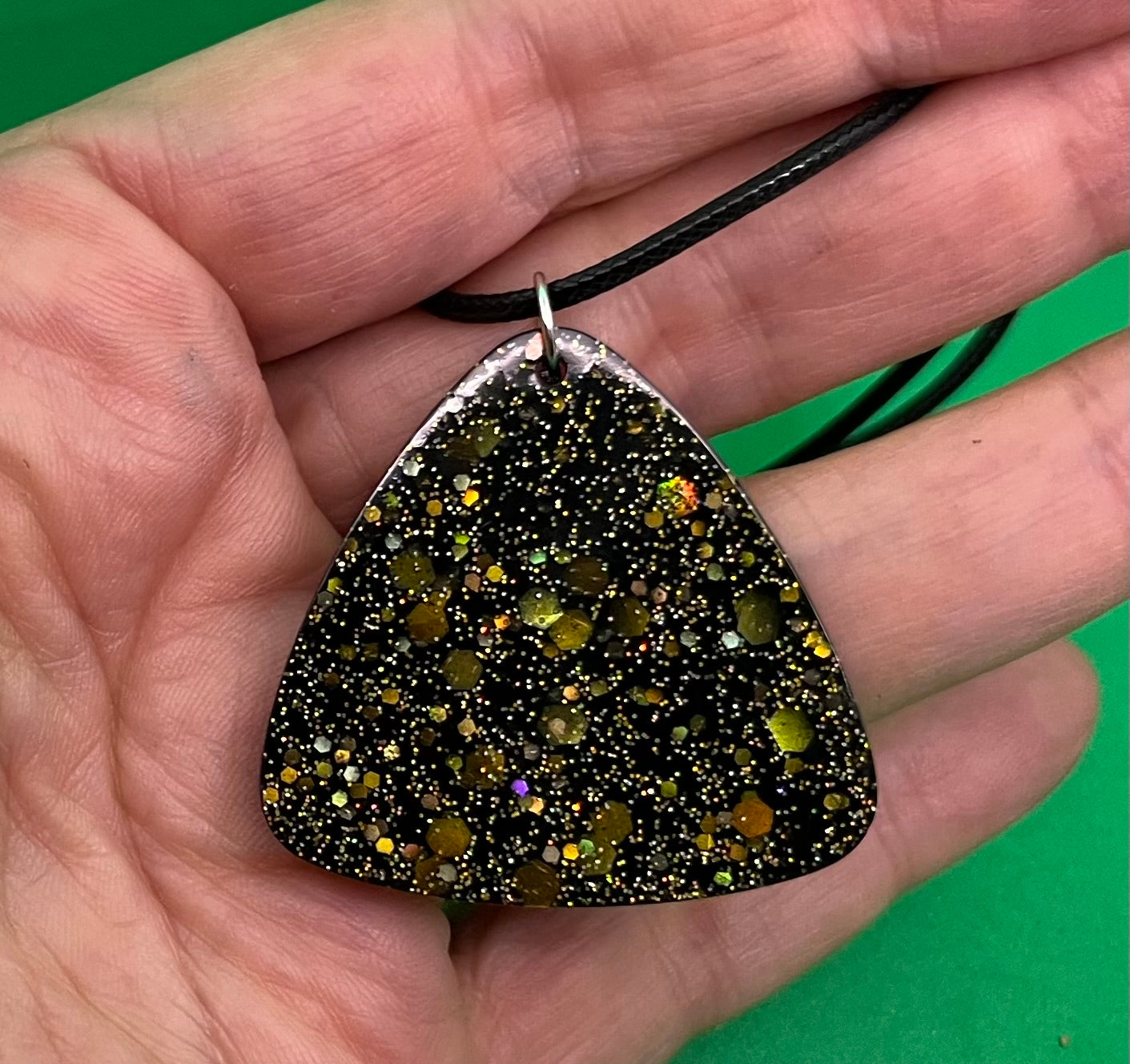 Black and Gold necklace, starry night collection, sparkling necklace, black and gold triangle necklace, gifts for her