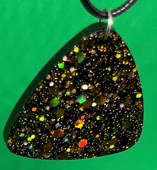 Black and Gold necklace, starry night collection, sparkling necklace, black and gold triangle necklace, gifts for her