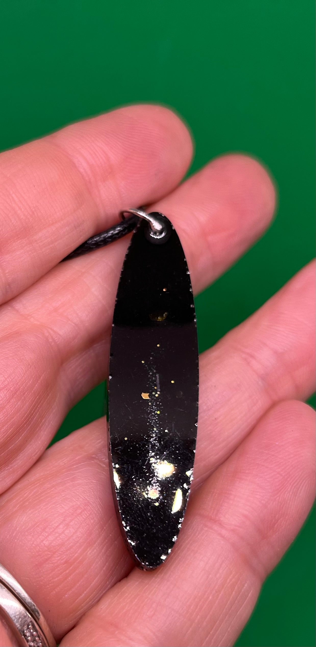 Black and Gold necklace, starry night collection, sparkling necklace, black and gold oval necklace, gifts for her