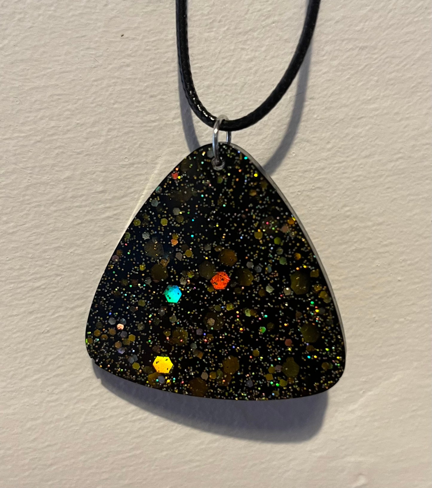Black and Gold necklace, starry night collection, sparkling necklace, black and gold triangle necklace, gifts for her