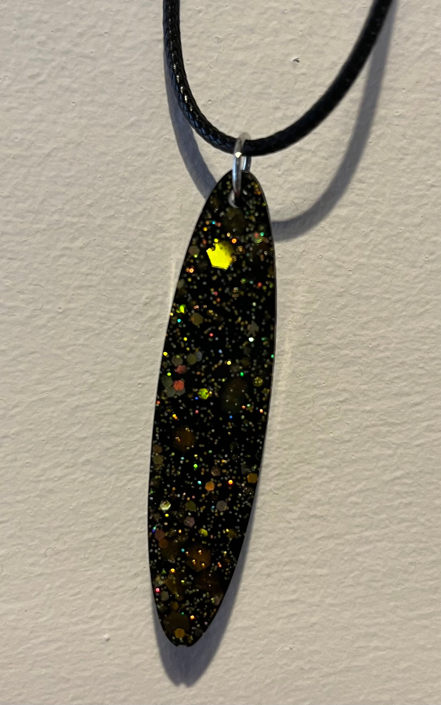 Black and Gold necklace, starry night collection, sparkling necklace, black and gold oval necklace, gifts for her