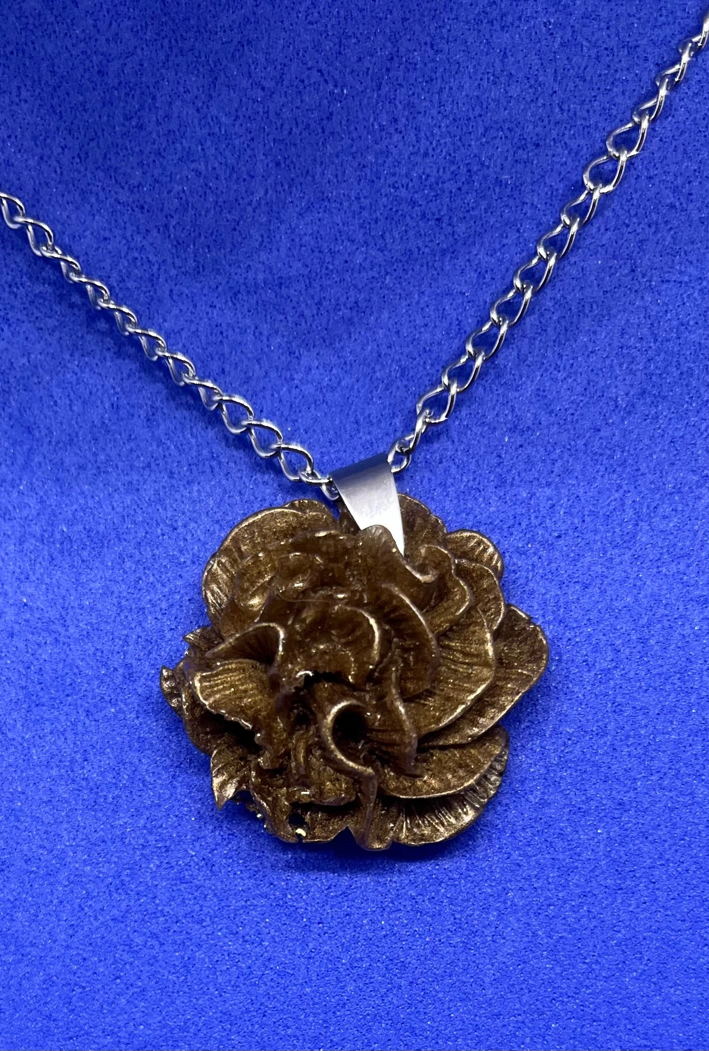 Dark gold rose pendant, gold rose necklace,  gold resin rose necklace, gold resin necklace, wedding jewellery for her, bridesmaid gift