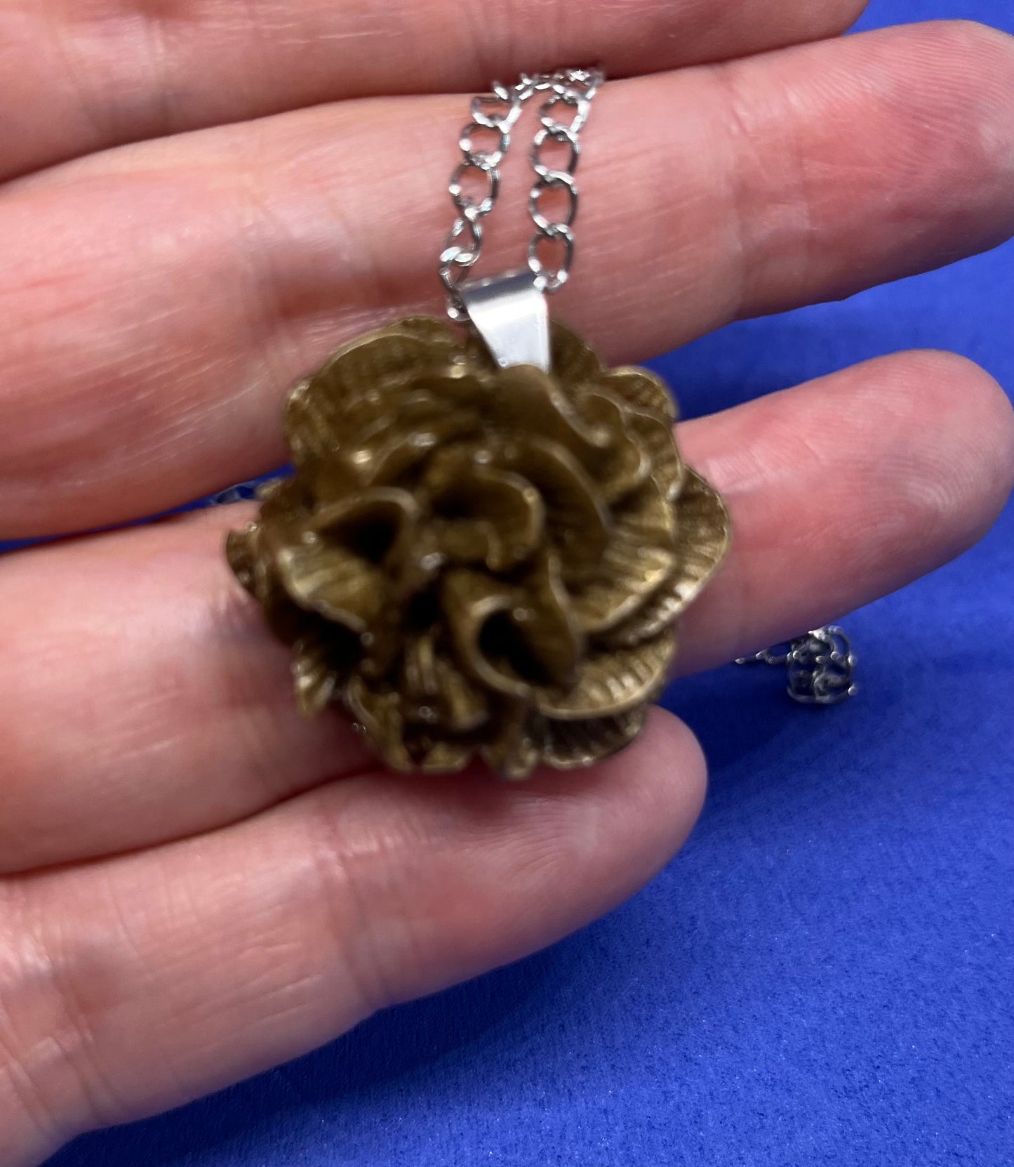 Dark gold rose pendant, gold rose necklace,  gold resin rose necklace, gold resin necklace, wedding jewellery for her, bridesmaid gift