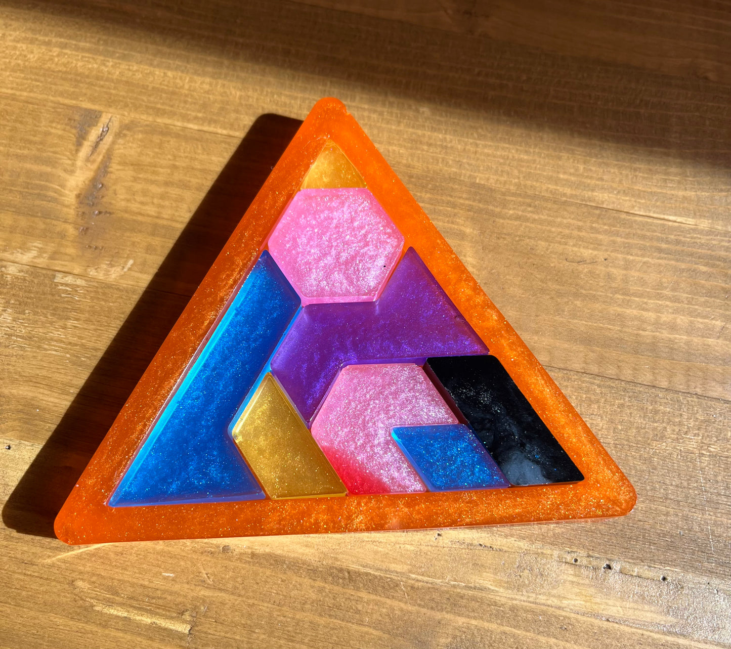 Handmade Resin Tangram Puzzle: Mindful Stress Relief Game