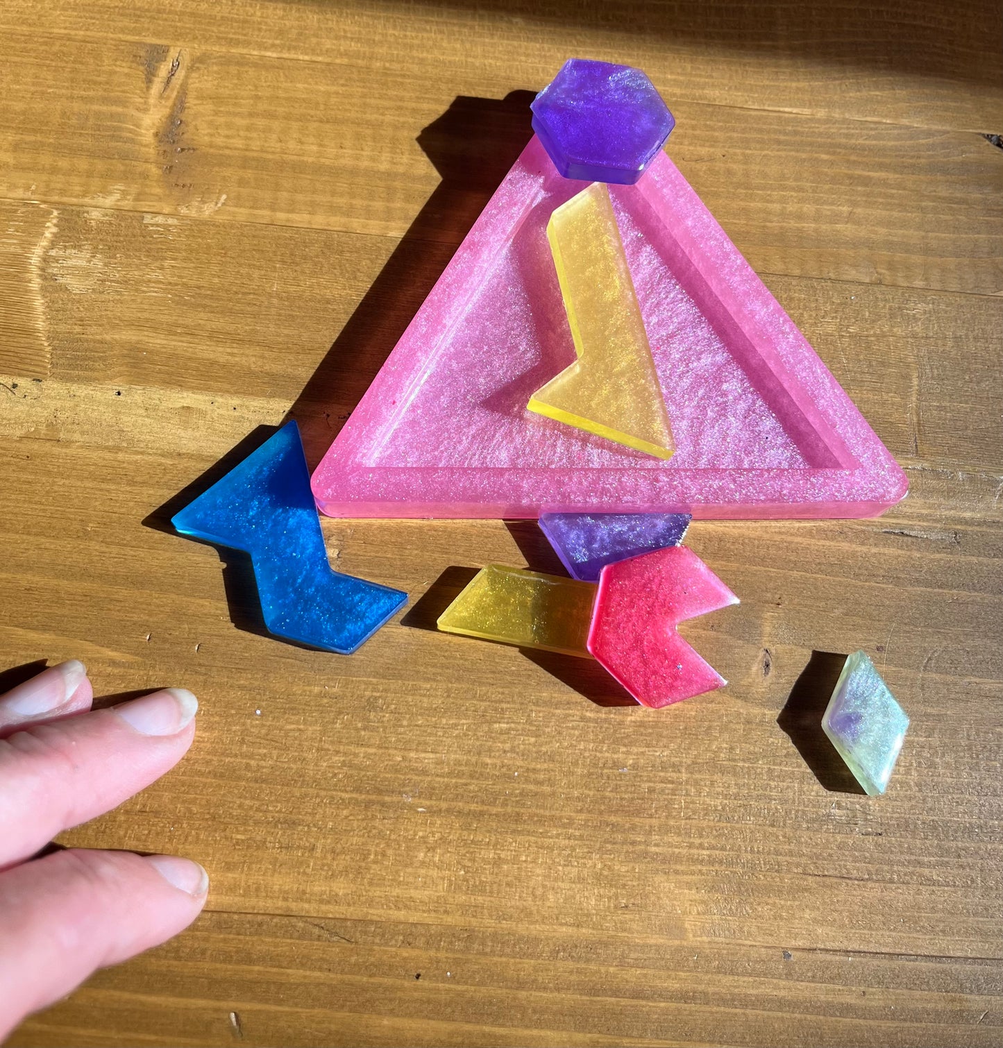 Handmade Resin Tangram Puzzle: Mindful Stress Relief Game