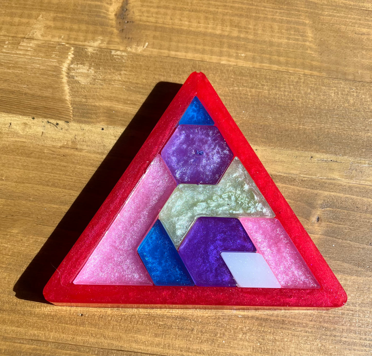 Handmade Resin Tangram Puzzle: Mindful Stress Relief Game